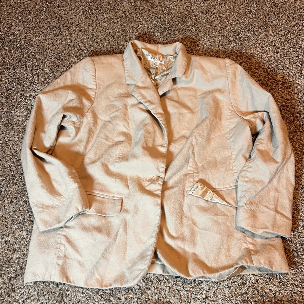 Pendleton Plus‎ Women's Blazer Tan 20W 100% Virgin Wool Lined Jacket